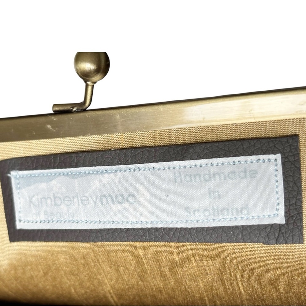 Harris Tweed green and brown check large kisslock clutch bag by  kimberleymac - Picture 11 of 14